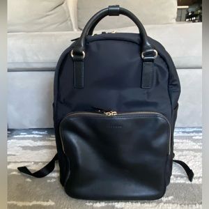 Lo & Sons Rowledge Backpack, Large, Black Exterior/Gold Hardware/Camel Interior
